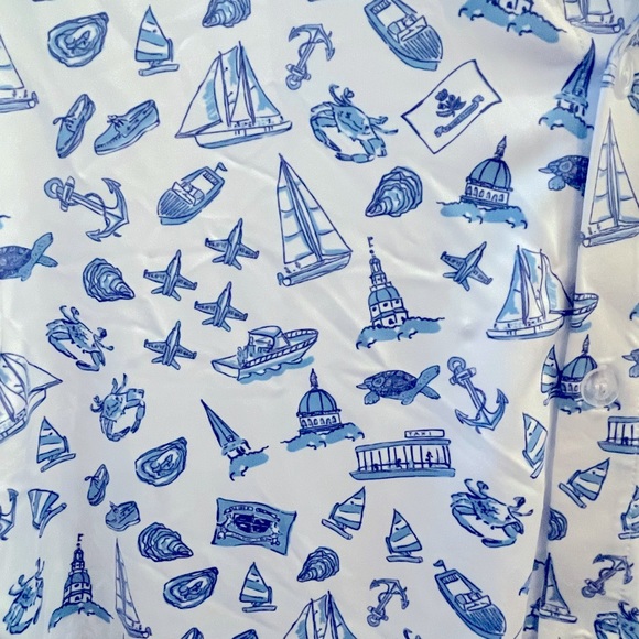 Smith & Quinn Men’s Boatyard SailTown Blues Short Sleeve Button Down Small-New - Picture 2 of 7